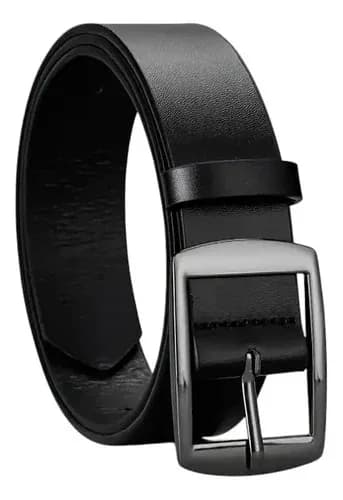 Cinturón Clasico Hombre Hebilla Cuadrada De Vestir Elegante Negro 130