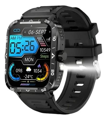Reloj Inteligente Militiar Smartwatch | Linterna | Tft 1.9 Blanco Tpu Negro