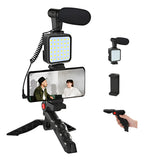 Kit De Teléfono Celular Youtuber Vlog Live, Trípode, Luz Led Con Control Negro