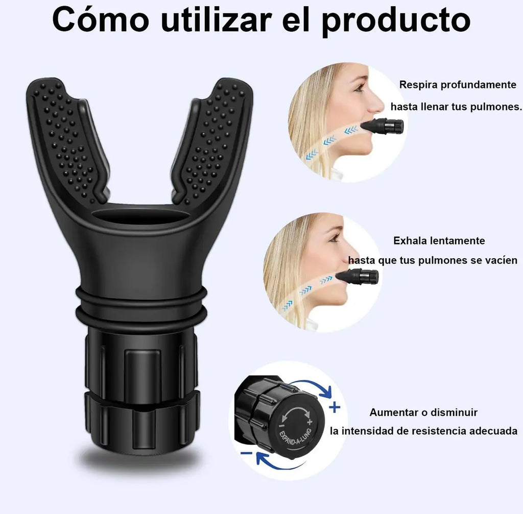 Entrenador Pulmonar Portátil Resistencia Ajustable Color Negro