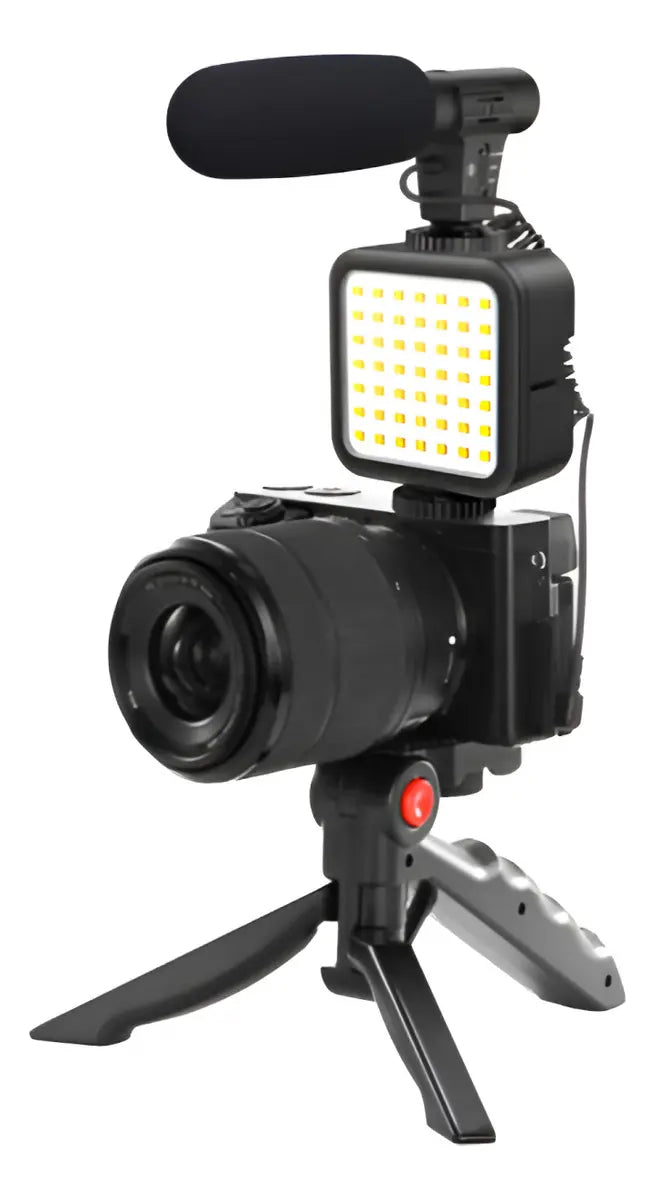 Kit De Teléfono Celular Youtuber Vlog Live, Trípode, Luz Led Con Control Negro