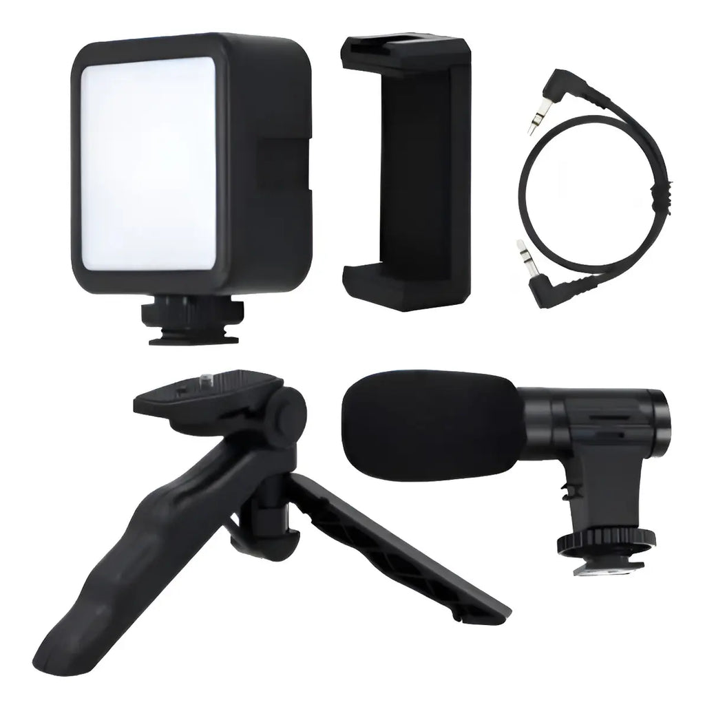 Kit De Teléfono Celular Youtuber Vlog Live, Trípode, Luz Led Con Control Negro