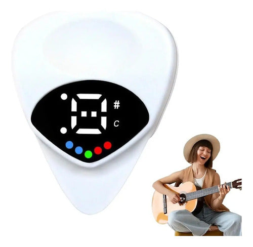 Afinador Y Púa Para Guitarra 2 En 1 Color Blanco Blanco