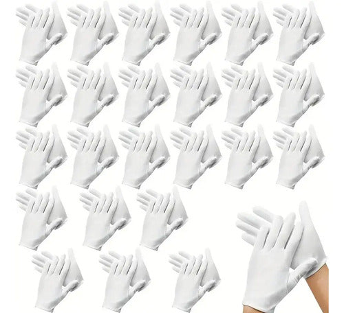 24 Guantes Blancos Algodón | Abanderados Y Uso Profesional Blanco