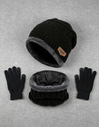 Kit Invierno 3 Pieza Gorro | Cuello | Guantes Termico Unisex Negro Liso