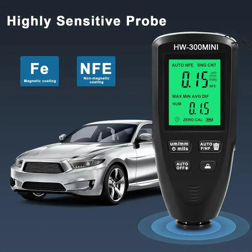 Medidor Espesor Pintura 0-2000m | Lcd | Auto Fe/nfe Rojo