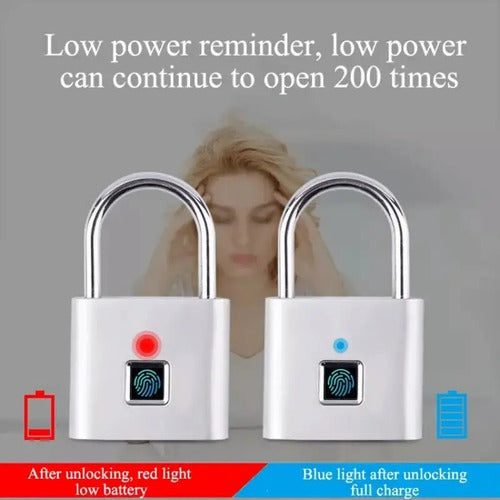 Candado Huella Dactilar Smart Inteligente Valija Viaje Ip56 Plateado