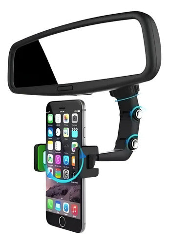 Soporte Celular Universal Espejo Retrovisor Clip Ajuste 360° Negro - Verde