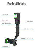 Soporte Celular Universal Espejo Retrovisor Clip Ajuste 360° Negro - Verde