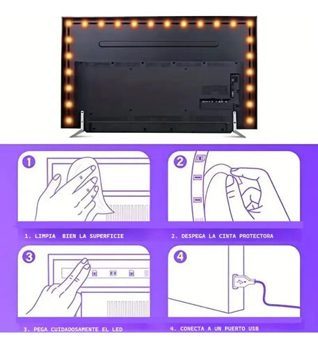 Rollo Led Luces Rgb 5 Mts Kit Smart Tv Hasta 65 Pulgadas Rgb