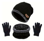 Kit Invierno 3 Pieza Gorro | Cuello | Guantes Termico Unisex Negro Liso