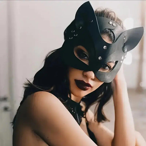 Máscara De Zorro De Cuero Pu Negro Swing Negro Zorro Swing