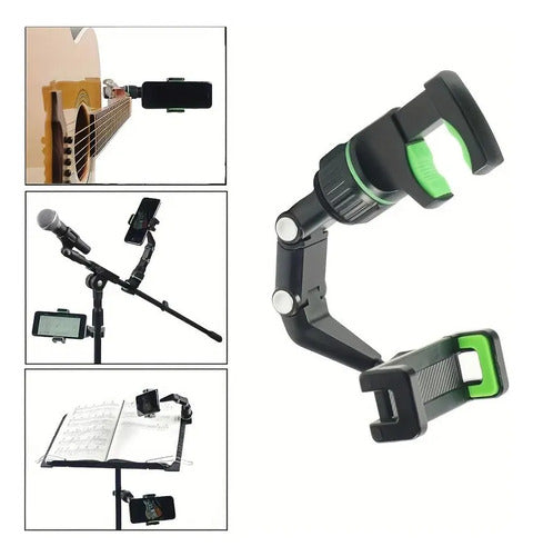 Soporte Celular Universal Espejo Retrovisor Clip Ajuste 360° Negro - Verde