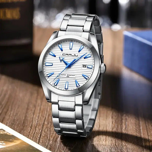 Reloj Crrju Hombre| Lujo Clásico, Acero | Manecilla Nocturna