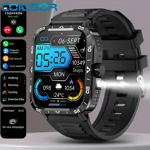 Reloj Inteligente Militiar Smartwatch | Linterna | Tft  1.9  Blanco Tpu Negro