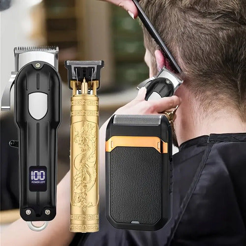 Kit Barberia | Peluquería | 3 Maquinas | Pbarber Profesional Dorada
