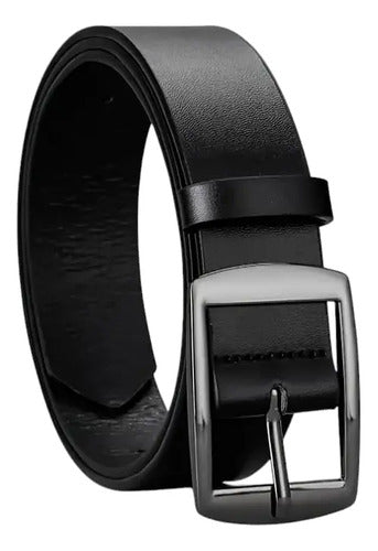 Cinturón Clasico Hombre Hebilla Cuadrada De Vestir Elegante Negro 130