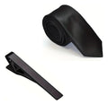Kit Elegancia Corbatín Negro Skinny + Traba Corbata Clip
