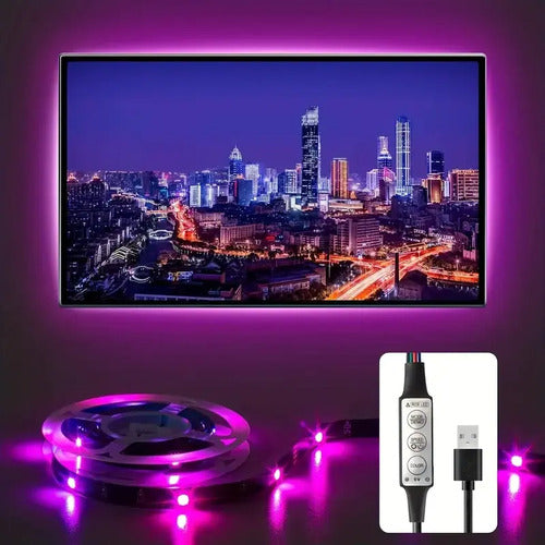Rollo Led Luces Rgb 5 Mts Kit Smart Tv Hasta 65 Pulgadas Rgb