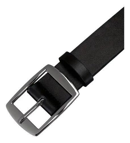 Cinturón Clasico Hombre Hebilla Cuadrada De Vestir Elegante Negro 130
