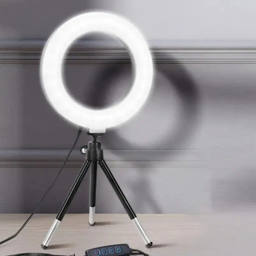Anillo Aro Luz Led Flexible 3 Niveles Tripode Soporte C 360° Negro Blanco Frío