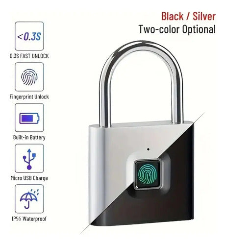 Candado Huella Dactilar Smart Inteligente Valija Viaje Ip56 Plateado