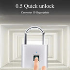 Candado Huella Dactilar Smart Inteligente Valija Viaje Ip56 Plateado