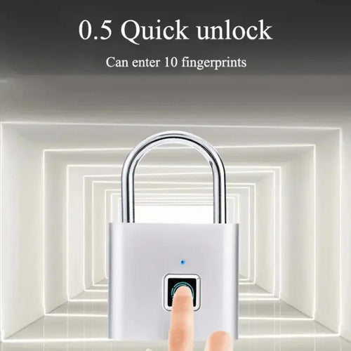 Candado Huella Dactilar Smart Inteligente Valija Viaje Ip56 Plateado
