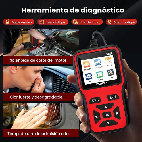 Escáner Automotriz Obd2 V500 Lector De Fallas Pantalla Color