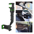 Soporte Celular Universal Espejo Retrovisor Clip Ajuste 360° Negro - Verde