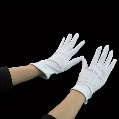 Kit Abanderado Guantes Blancos De Tela + Corbatín Negro