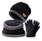 Kit Invierno 3 Pieza Gorro | Cuello | Guantes Termico Unisex Negro Liso