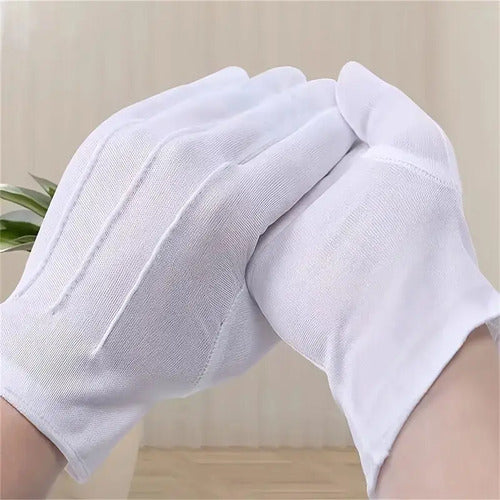 Kit Abanderado Guantes Blancos De Tela + Corbatín Negro